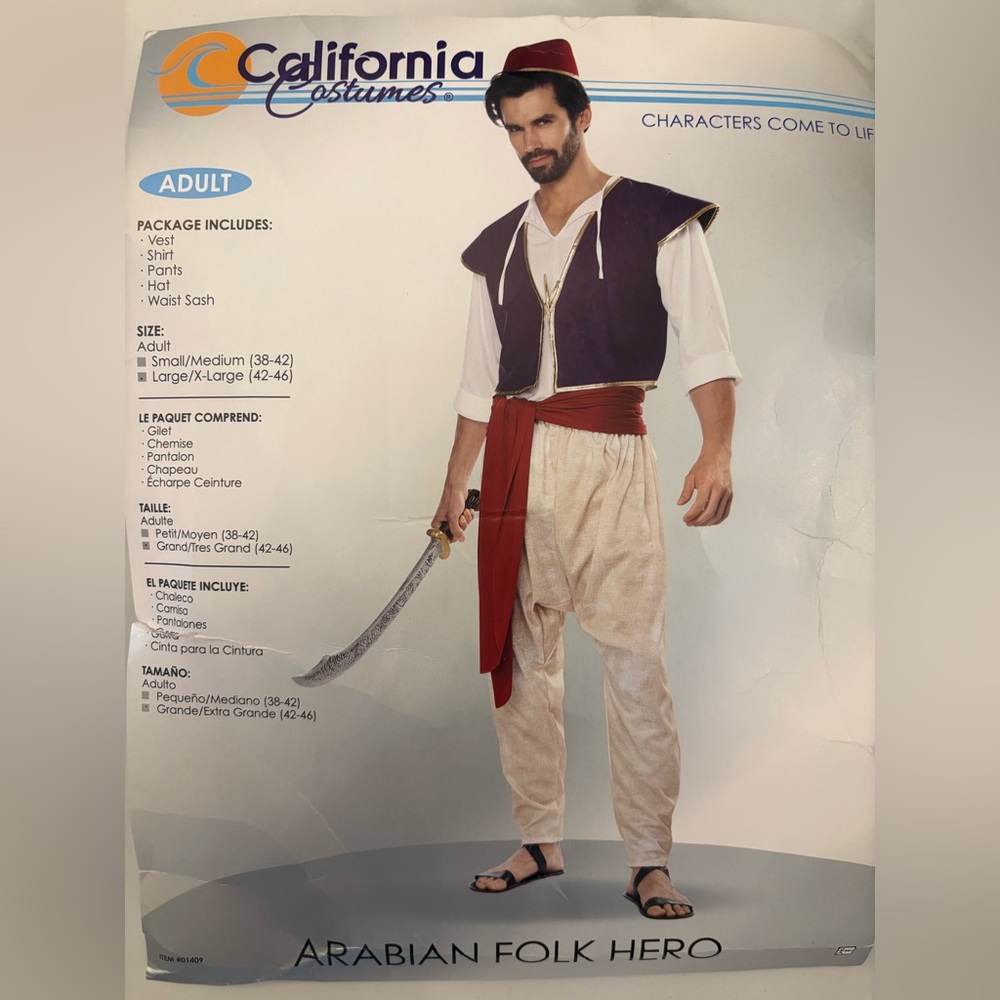 California Costumes Arabian Hero/ Prince Aladdin Mens family costume L/Xl